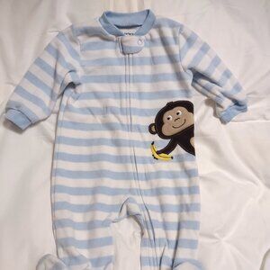 Carter's Boys Blue and White Striped Fleece Sleeper